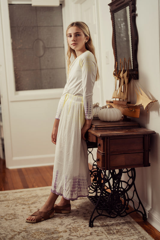 Purple Crinkle Tie Dye Tee and Skirt