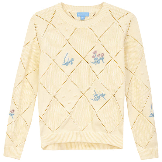 Pale Banana Sweater with Embroidery