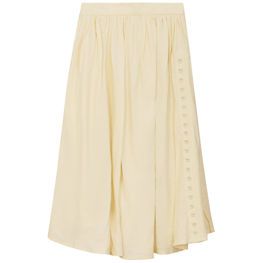 Pale Banana Skirt with Side Buttons