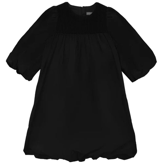 TAFFETA BUBBLE HEM DRESS- Black