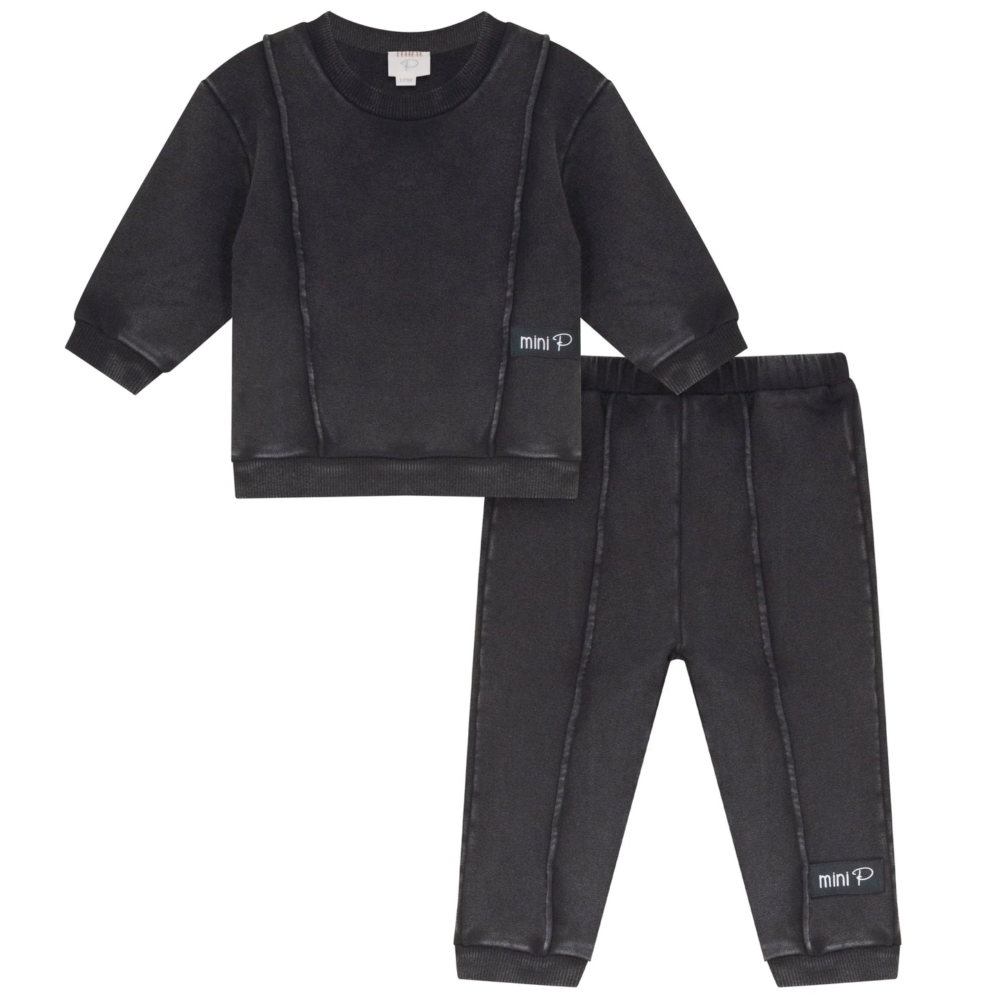 WASHED PIPING DETAIL SWEATSHIRT SET