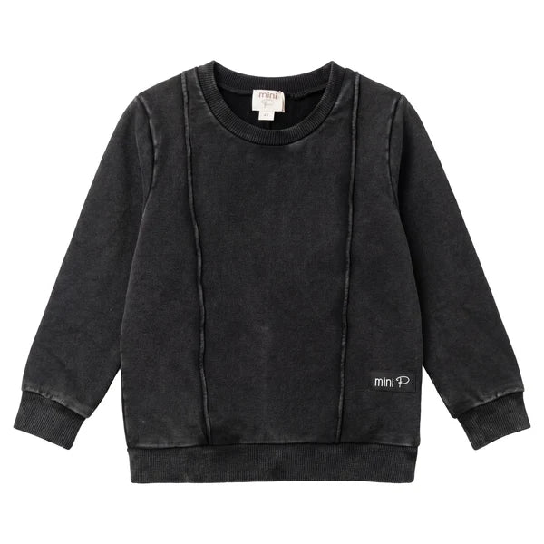 WASHED PIPING DETAIL SWEATSHIRT