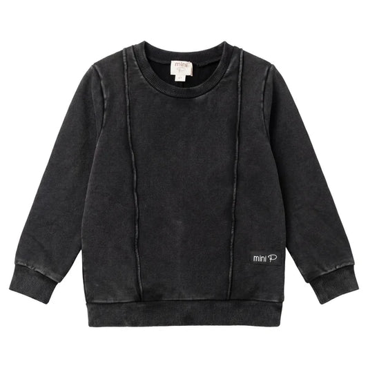 WASHED PIPING DETAIL SWEATSHIRT