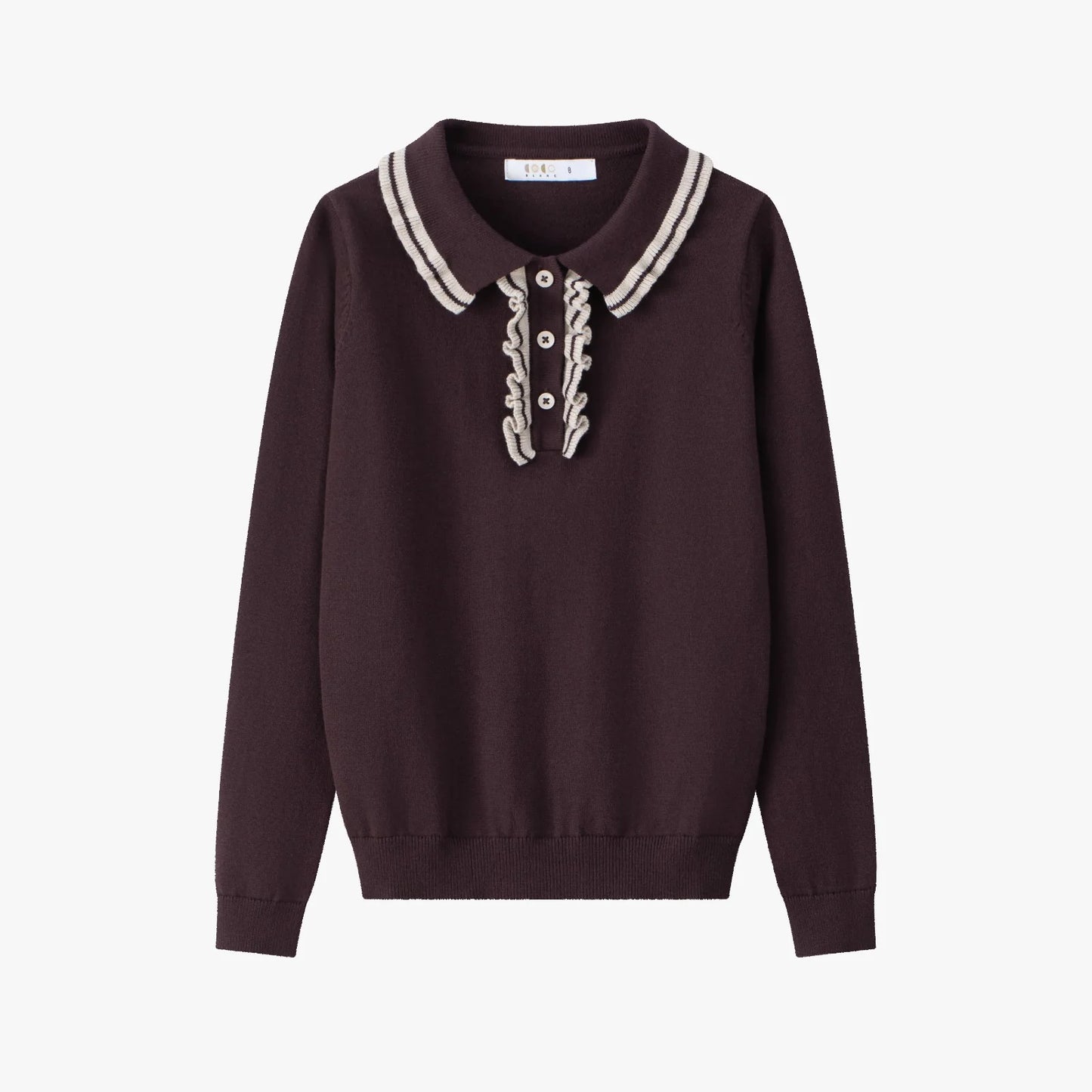 Ruffle Collar Sweater - Burgundy