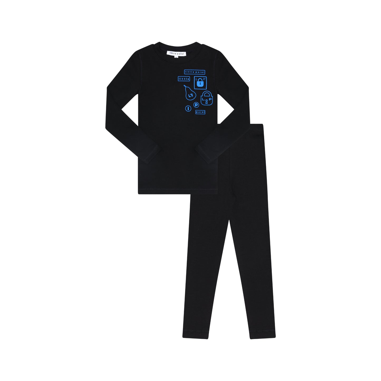 Multi-patch Pajamas- Black / Blue Patch