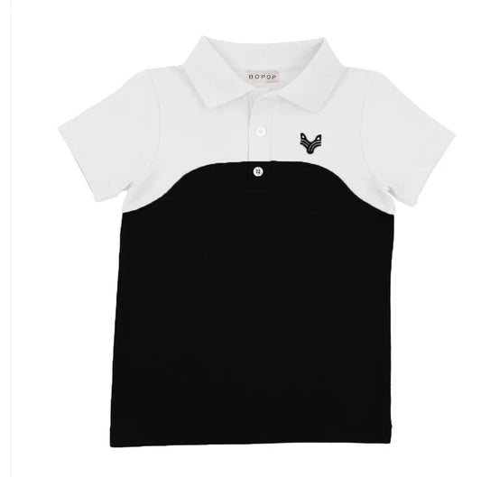 Black - White Wave Polo - S/S