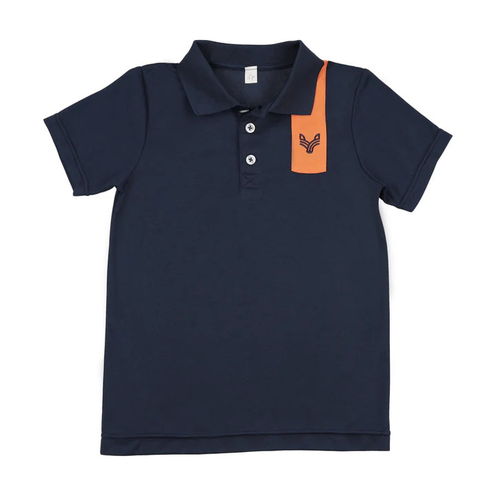 Navy with Orange Block Polo - S/S