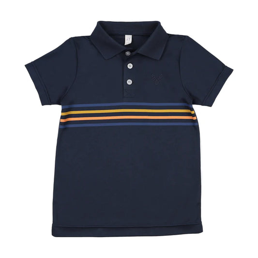 Navy - Colorful Stripe Sports Tee - S/S