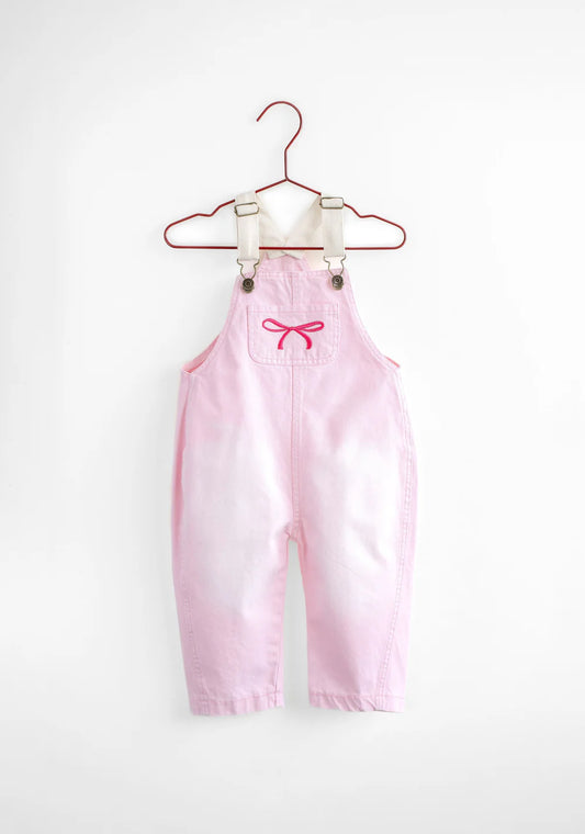 Pink Bow Barrel Overalls
