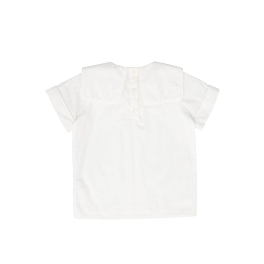 White Piped Trim Blouse