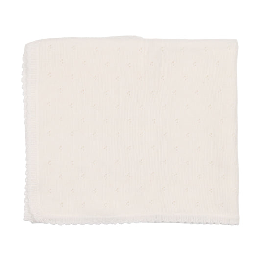 Pointelle Bris Set with Blanket White