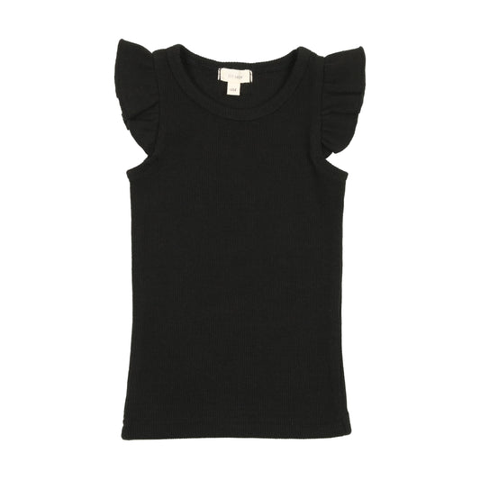 Ribbed Flutter Tank- Black