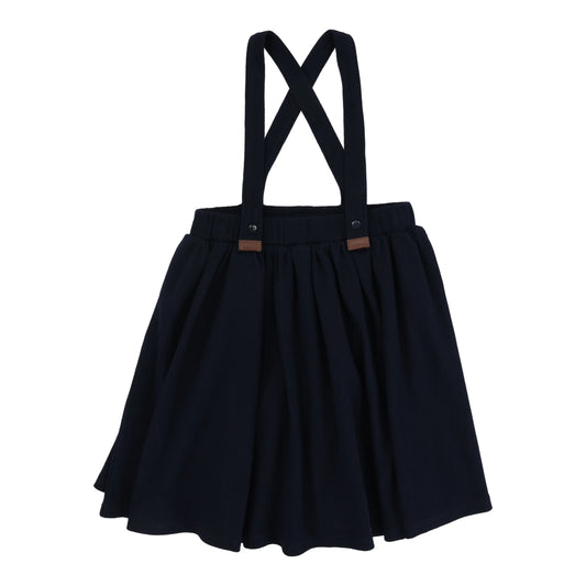 Ribbed Suspender Skirt Navy