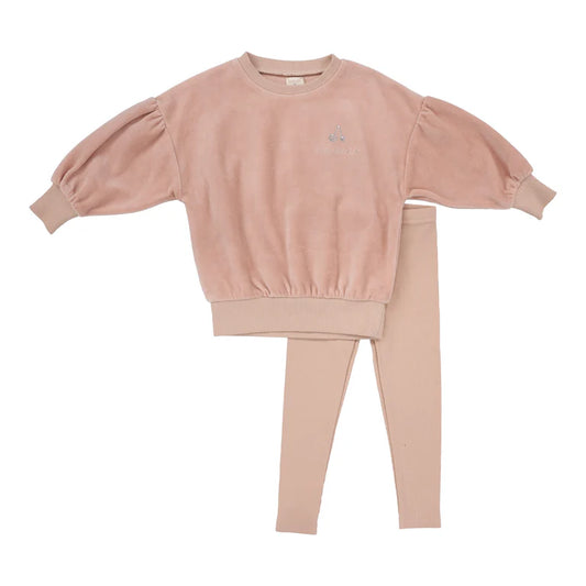 Rhinestone Velour Set Dusty Pink