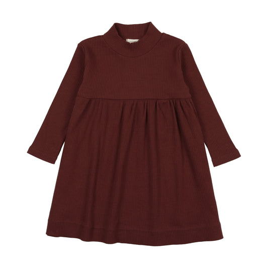 Rib Mockneck Dress Burgundy