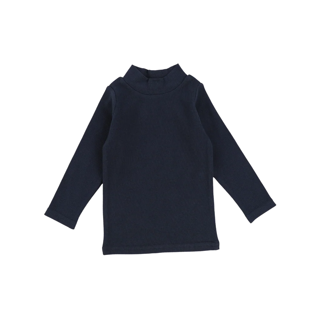 Ribbed Mockneck Navy
