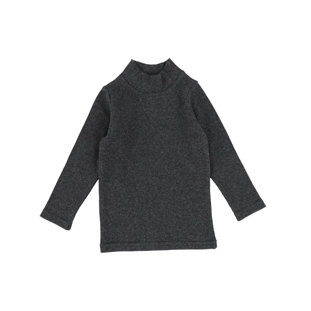 Ribbed Mockneck Heather Grey