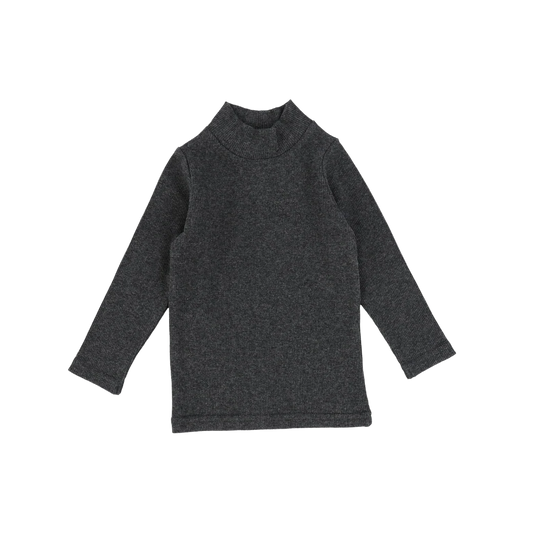 Ribbed Mockneck Heather Grey