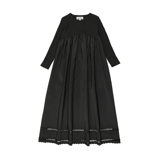 Navy Mixed Media LS Robe (Maxi)