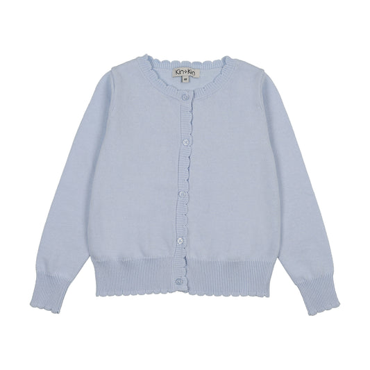 Light Blue Scalloped Edge Cardigan