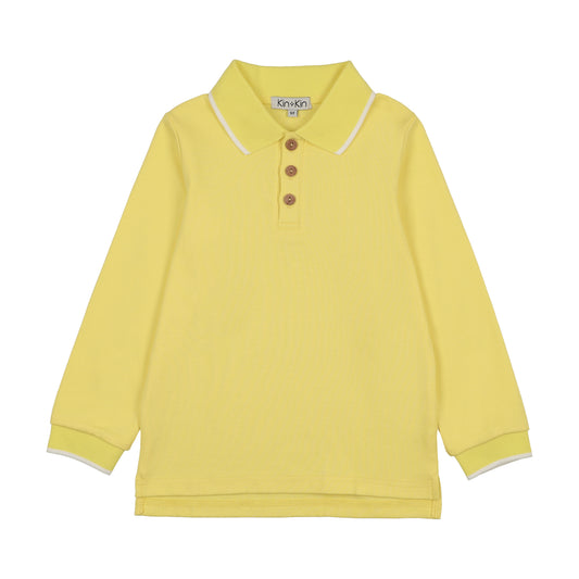 Long Sleeve Polo- Neon Yellow