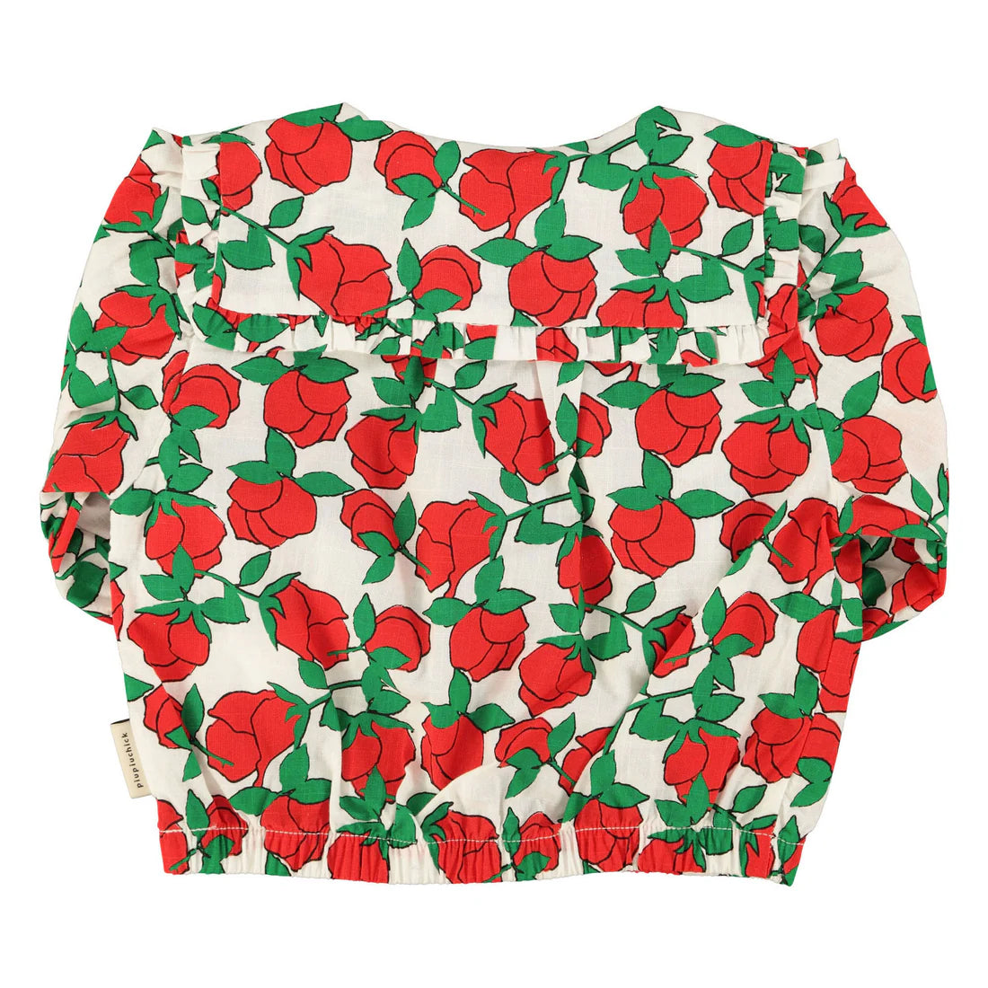 Red Roses Print Blouse with Sailor Collar