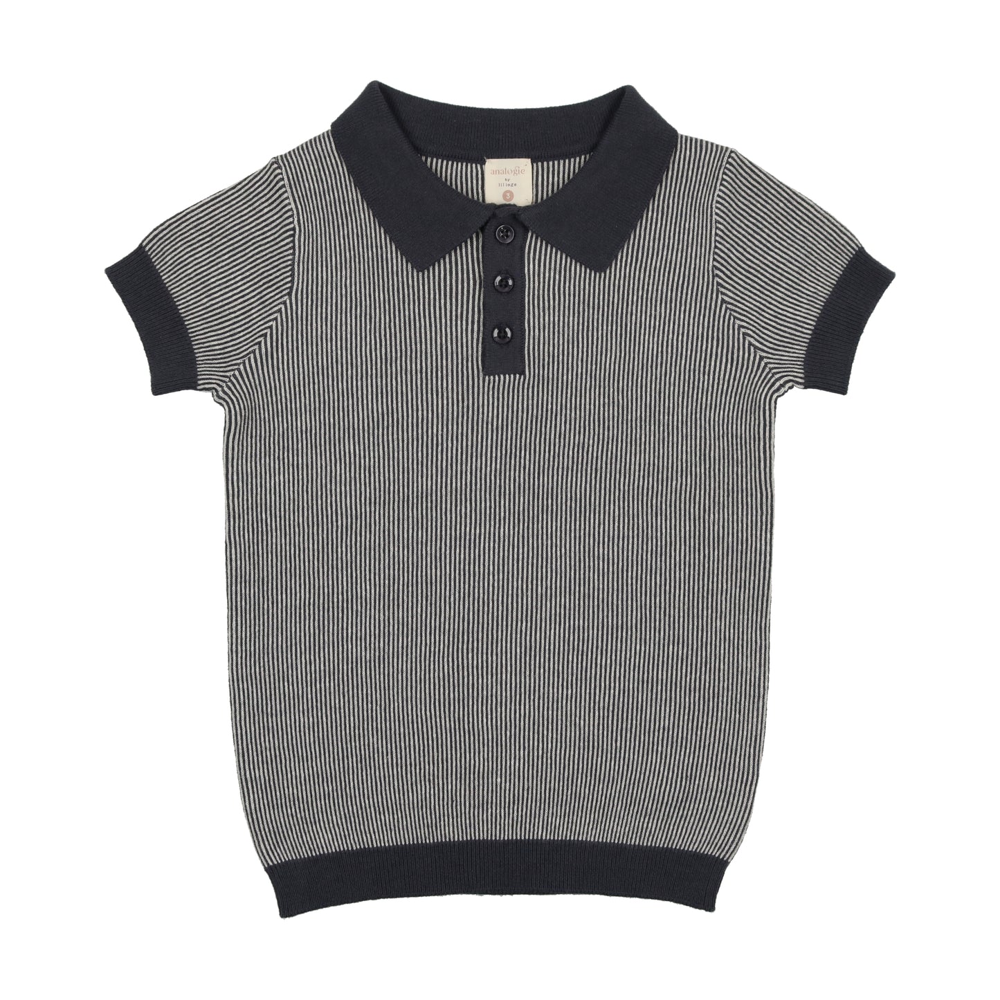 KNIT POLO SHORT SLEEVE- OFF NAVY STRIPE