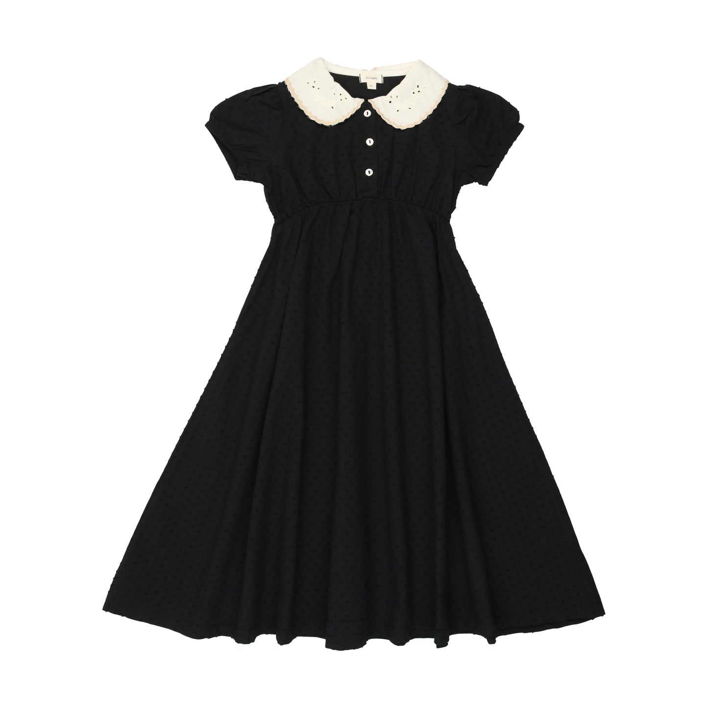 Swiss Dot Maxi Short Sleeve- Black