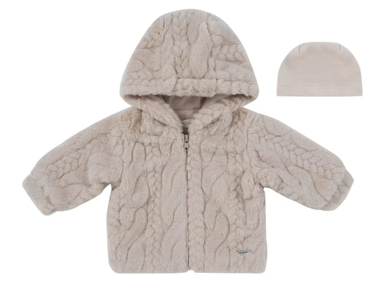 Atelier Cable Fur Jacket & Hat - Stone