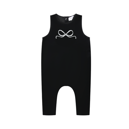 Embroidered Bow Overalls