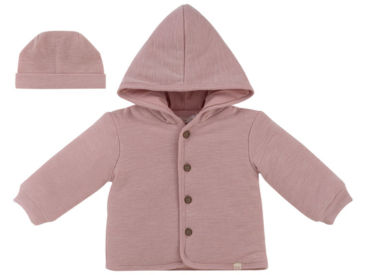 Pink Knitted Jacket + Hat