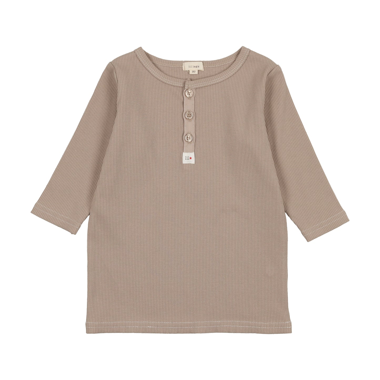 THREE QUARTER SLEEVE HENLEY- TAUPE