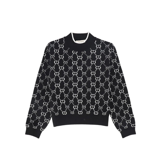 KNITTED SWEATER BLACK/OFF WHITE MICRO LOGO