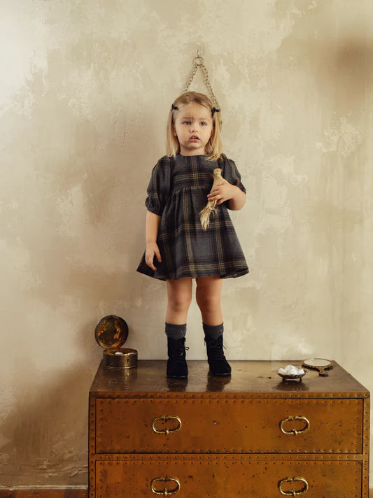 PLAID DRESS GREY