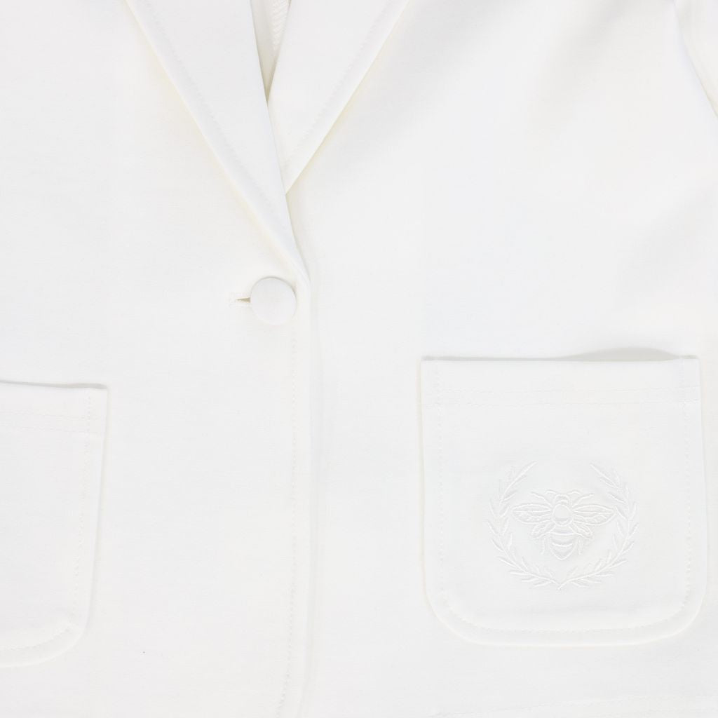 Ivory Ponte Embroidered Pocket Blazer
