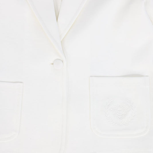 Ivory Ponte Embroidered Pocket Blazer