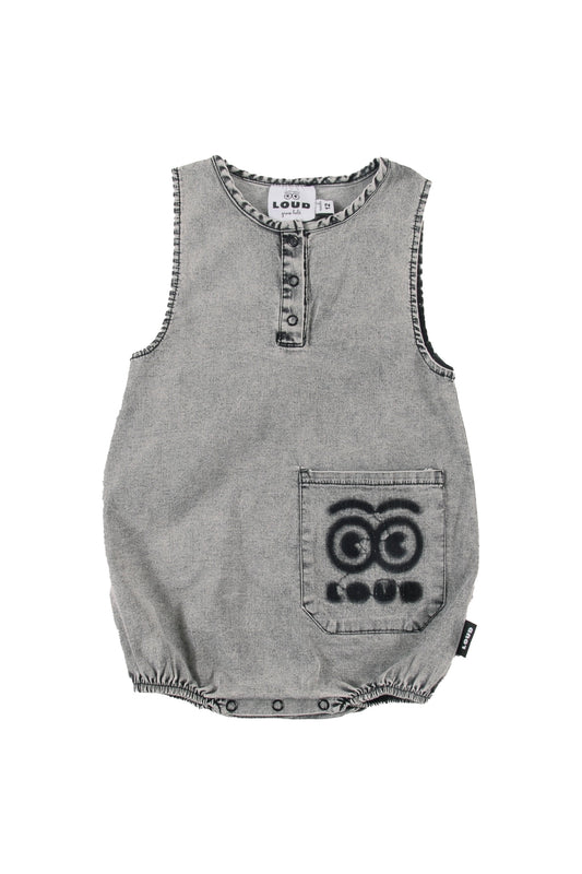 MEMORY - Light Grey Stone Wash Romper