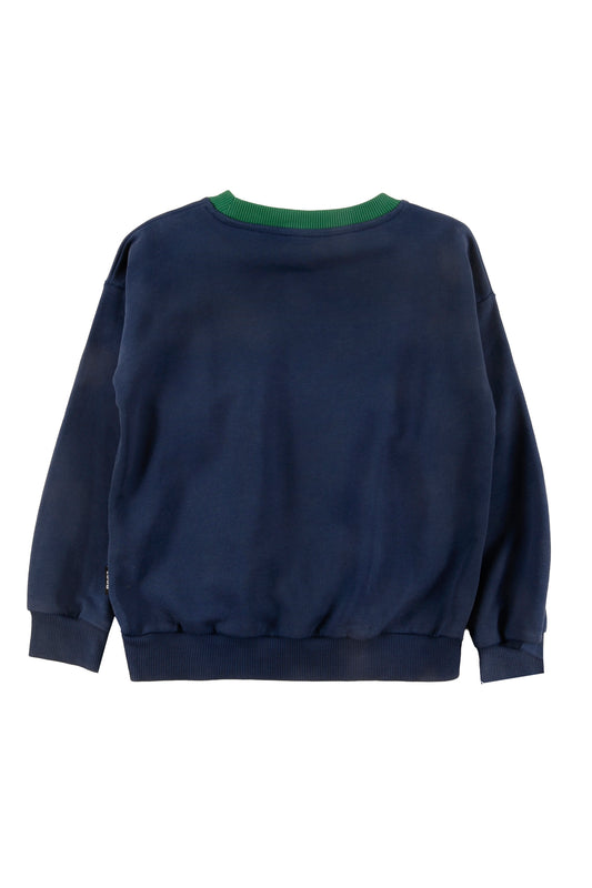 Cala Navy Washed Sweater Umbrella Embroidery Patch