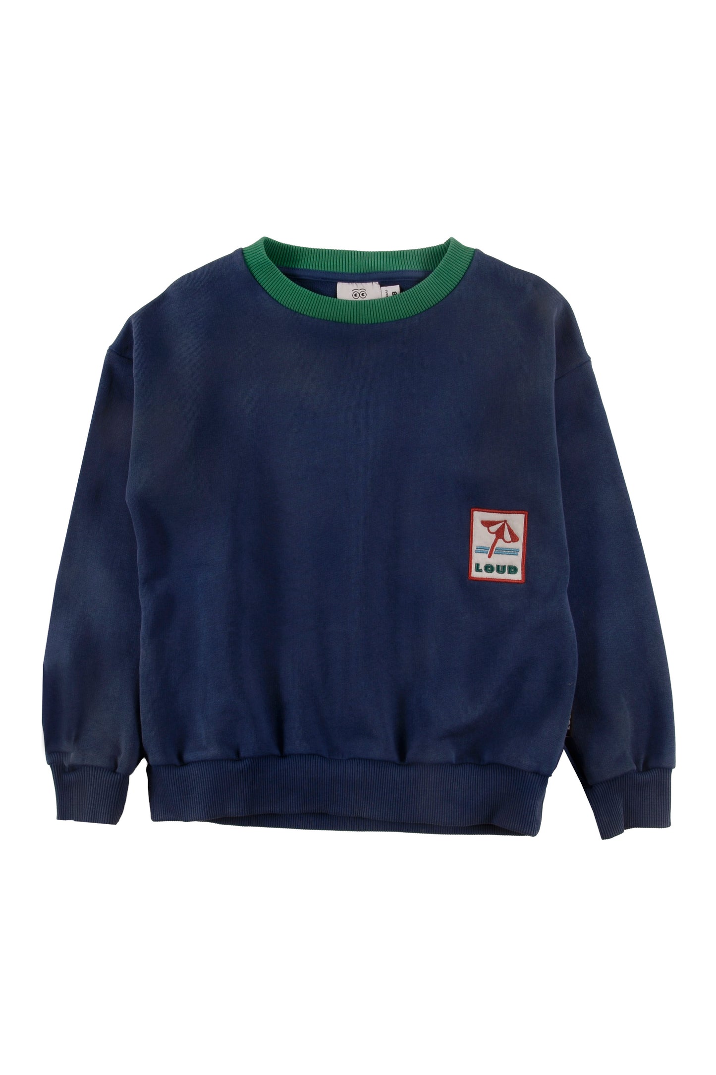 Cala Navy Washed Sweater Umbrella Embroidery Patch