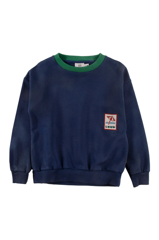 Cala Navy Washed Sweater Umbrella Embroidery Patch
