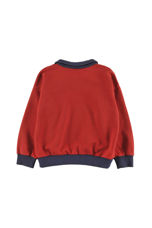 Winter Red Washed Polo Sweater