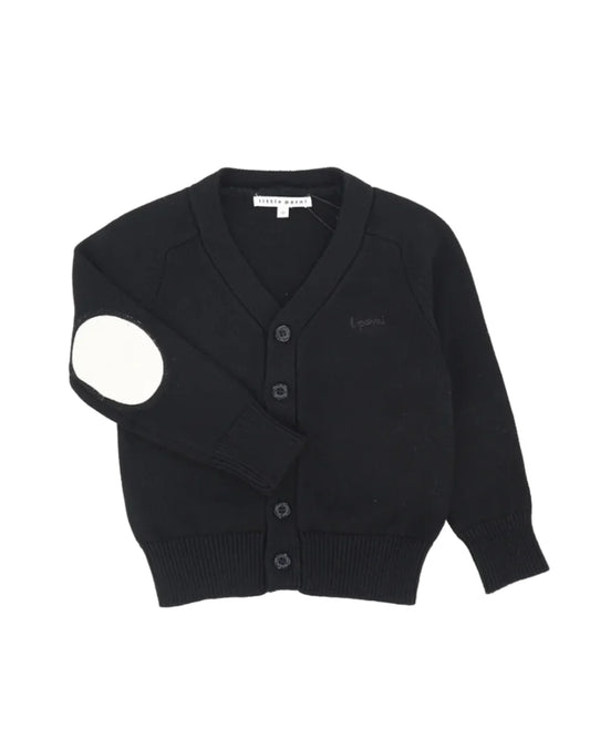 Boy's Contrast Patch Cardigan - Black