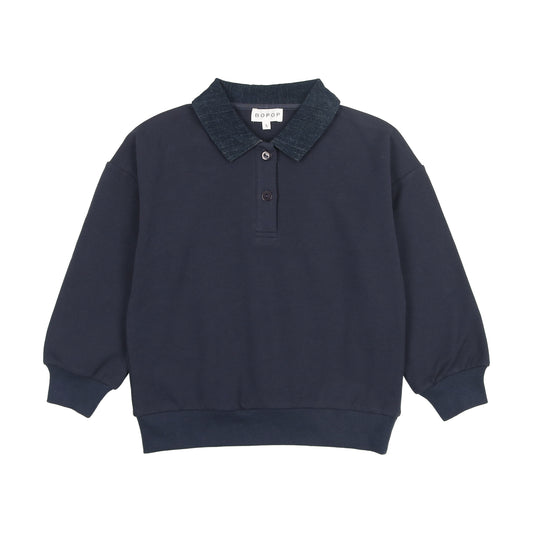 Denim Collared Sweatshirt
