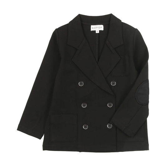 Black Double Breasted Blazer with Patches