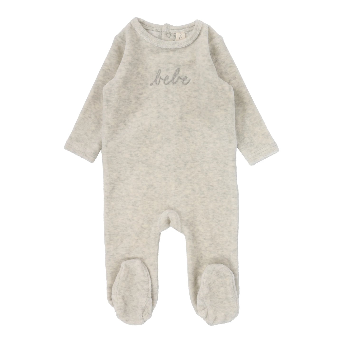 Velour Bebe Footie Heather Oatmeal