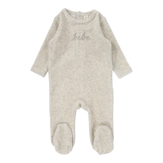 Velour Bebe Footie Heather Oatmeal