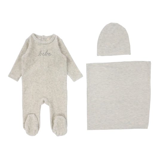Velour Bebe Layette Set Heather Oatmeal