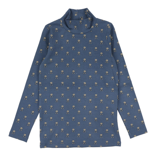 Vintage Floral Mockneck - Off Blue