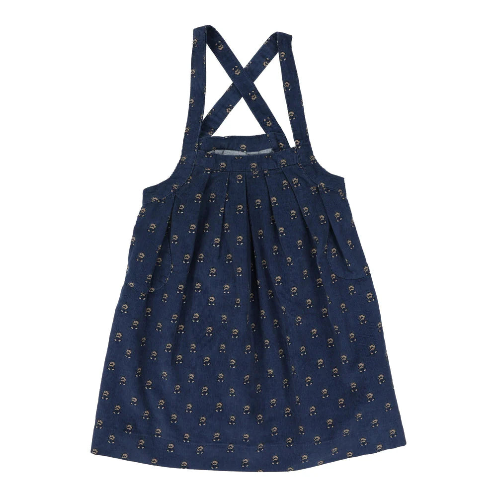Vintage Floral Pinafore Jumper Off Blue