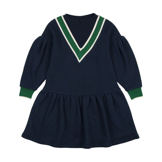 Varsity Sweatshirt Dress - Navy